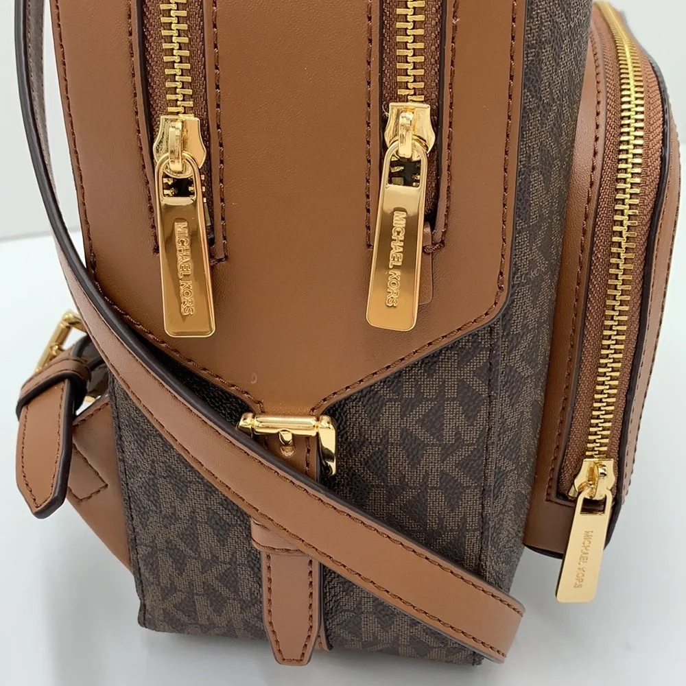MICHAEL KORS JAYCEE MEDIUM BACKPACK BROWN SIGNATURE COLOR NWT - Picture 15 of 16